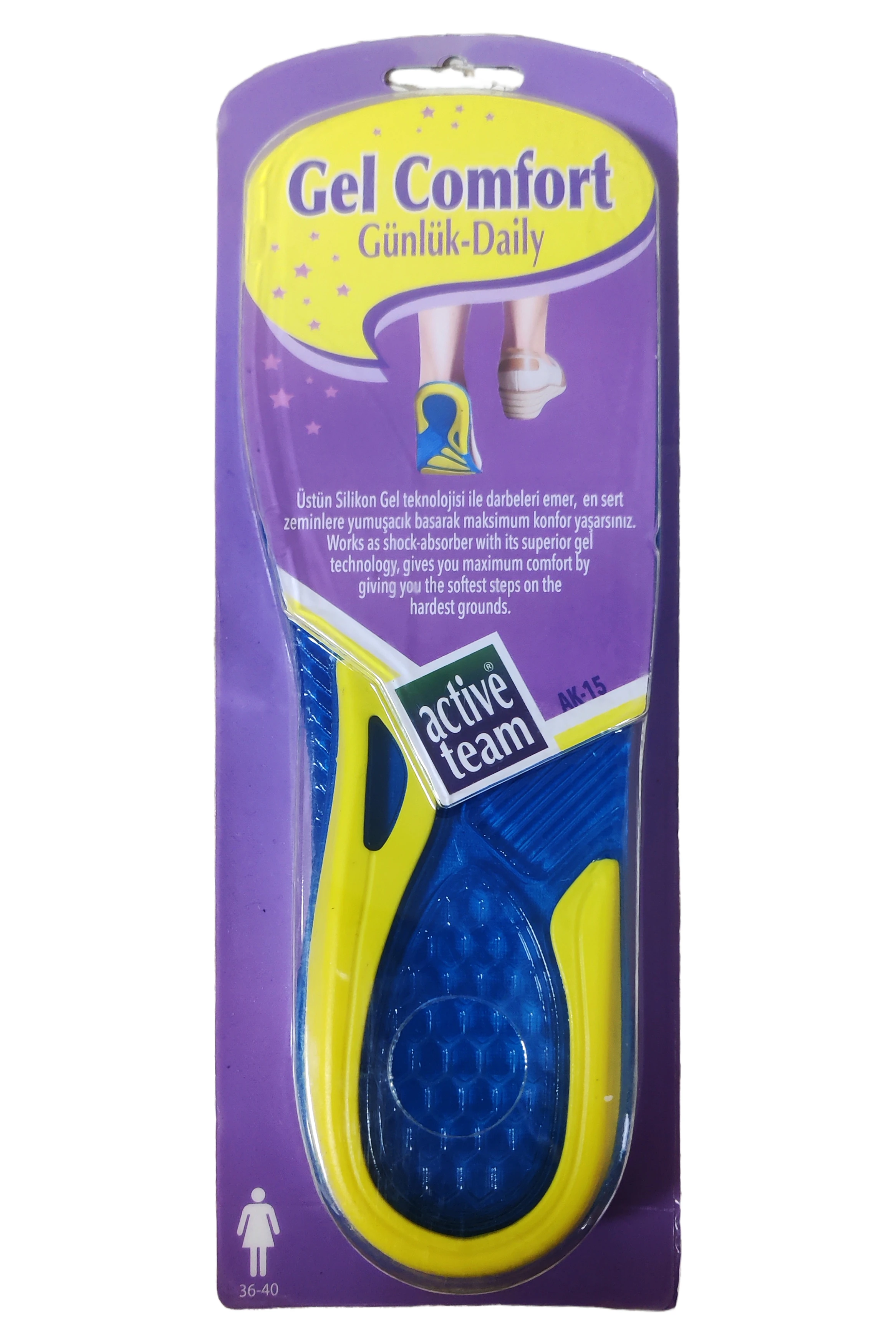 Active Team Gel Comfort Günlük Ayakkabılar İçin Kemer ve Metatarsal Destekli Ortopedik Jel Tabanlık No: 36-40