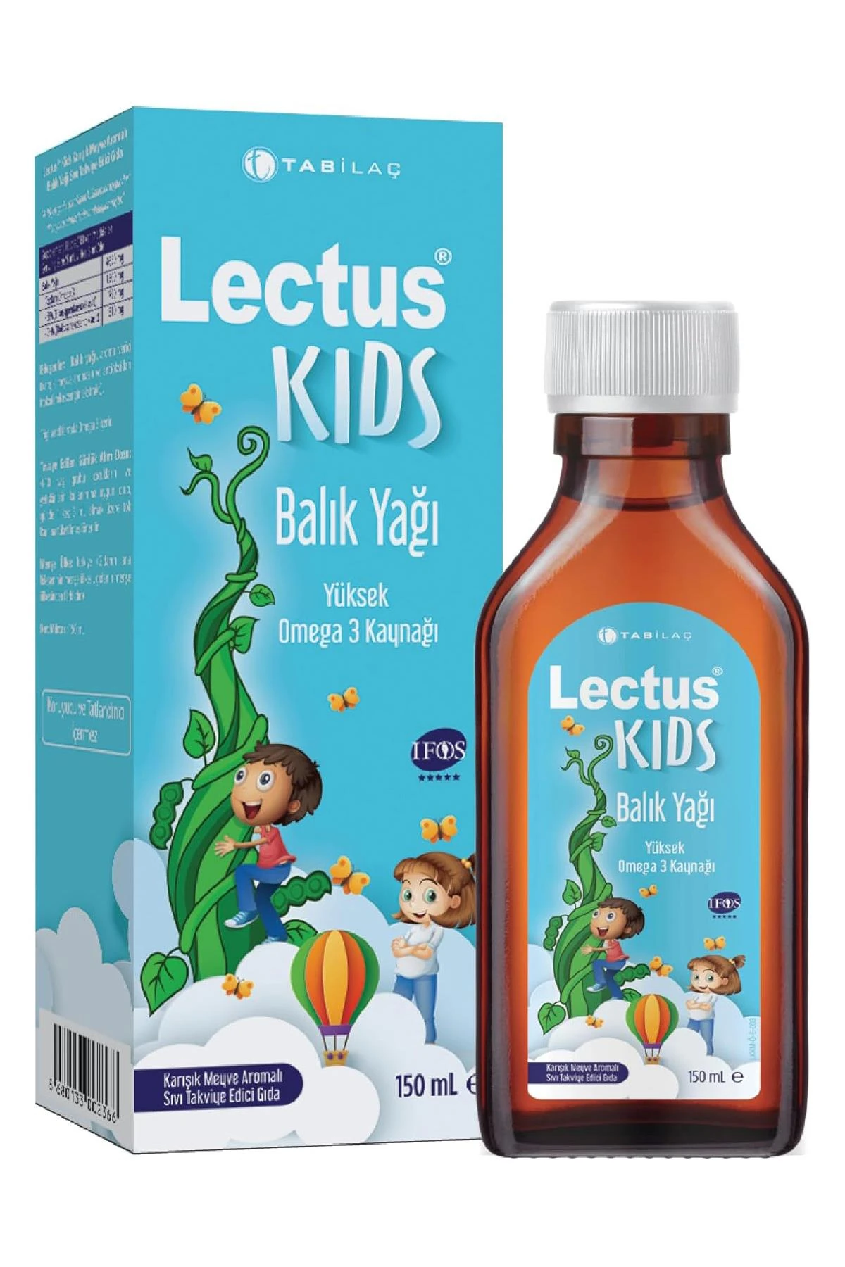 Lectus Kids Kral Şakir Karışık Meyve Aromalı Balık Yağı 150 ml