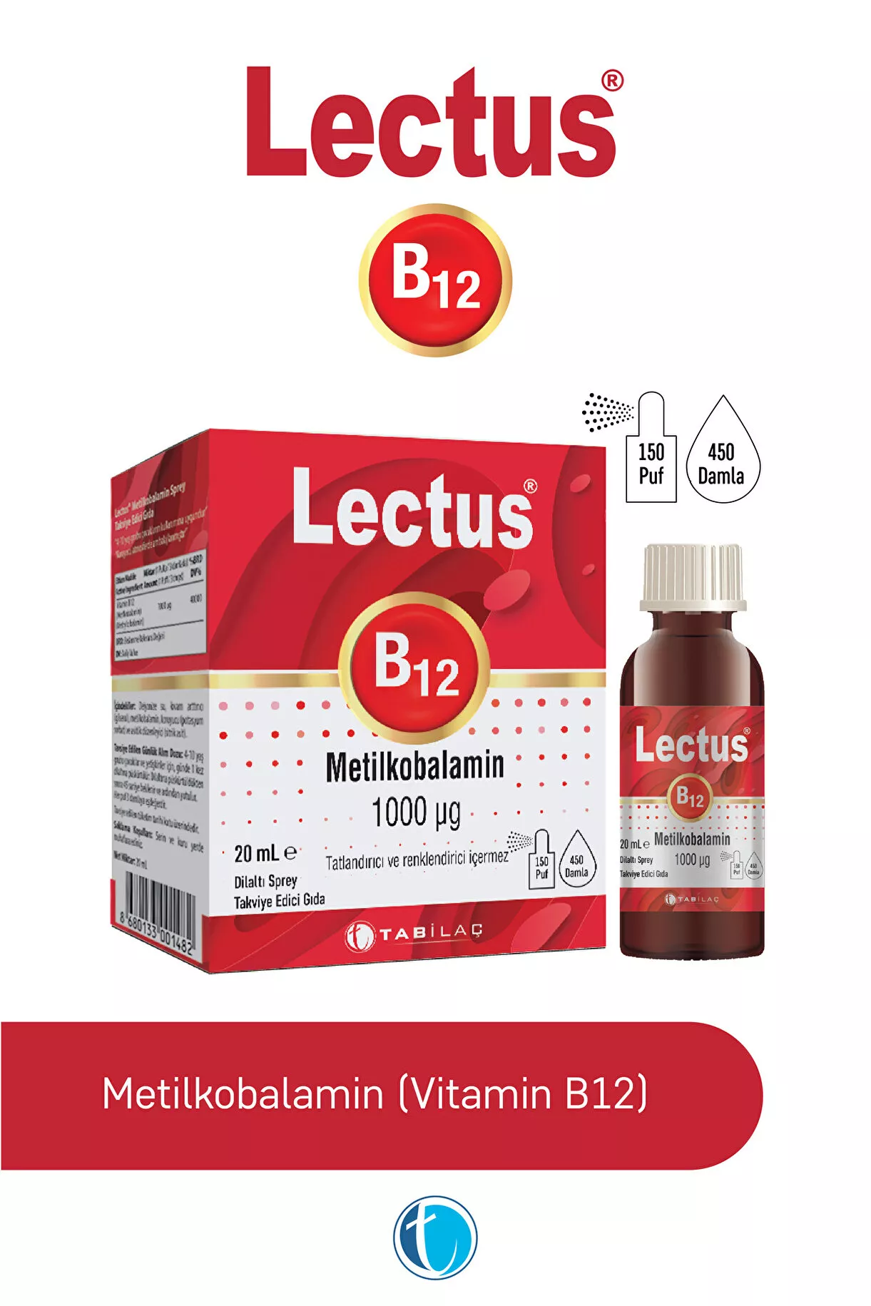 Lectus Metilkobalamin B12 Dilaltı Sprey 20 ml