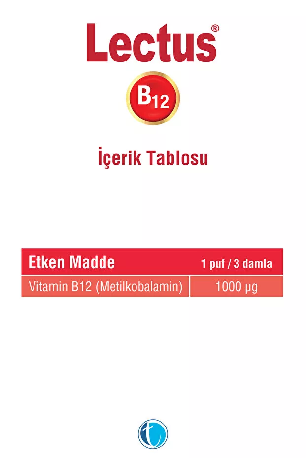 Lectus Metilkobalamin B12 Dilaltı Sprey 20 ml