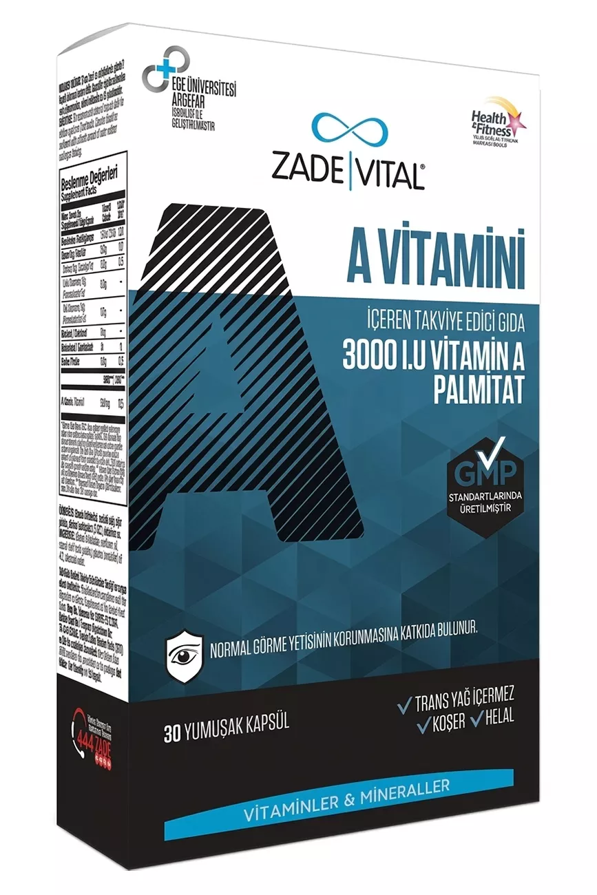 Zade Vital A Vitamini 500 mg 30 Kapsül